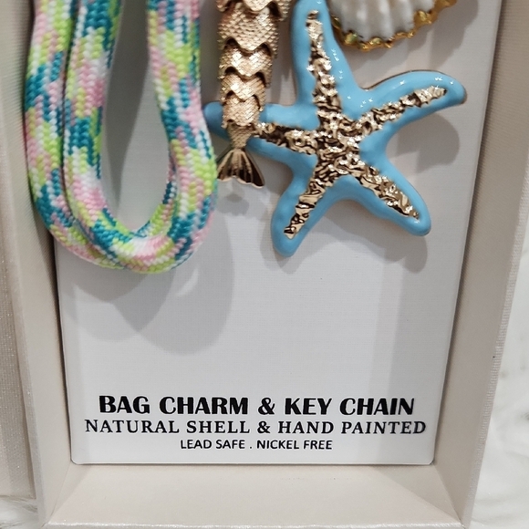 💛🔹️Piper K🔹️ Natural Shell Handpainted   Starfish Sardine Bag Charm Key Chain - Picture 5 of 6